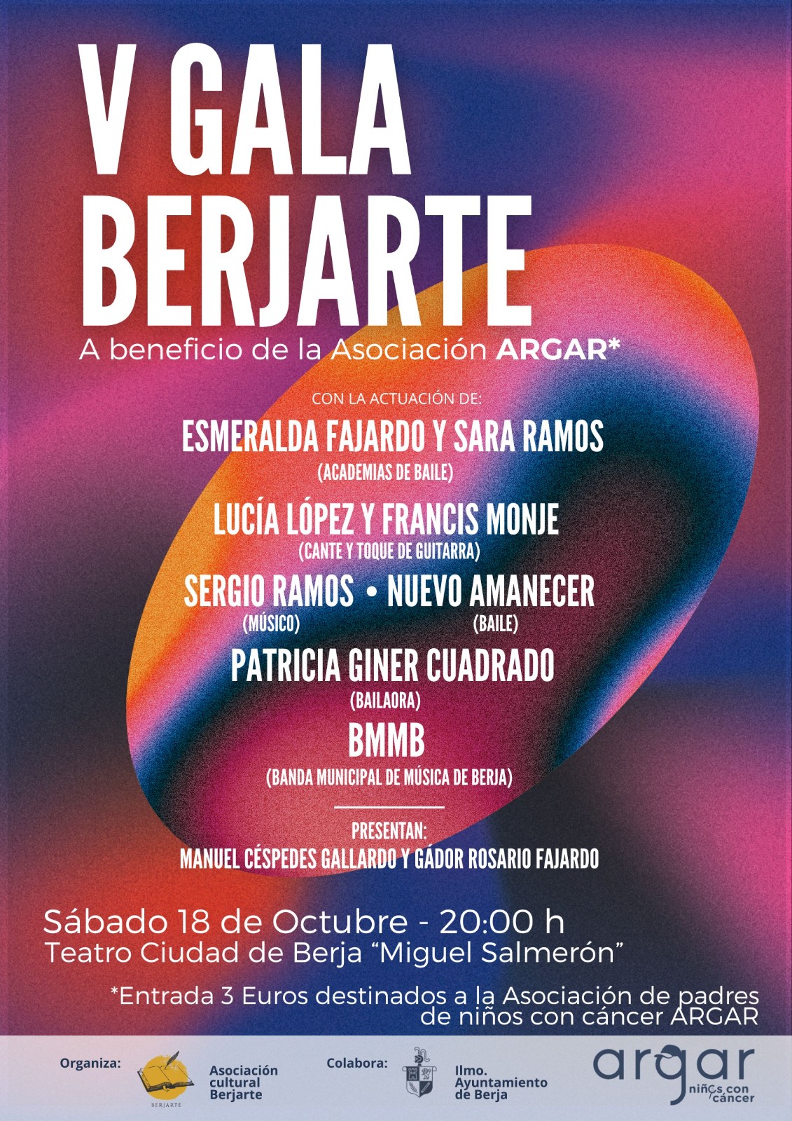 La V Gala Berjarte del sábado 18 de octubre recaudará fondos para la Asociación ARGAR